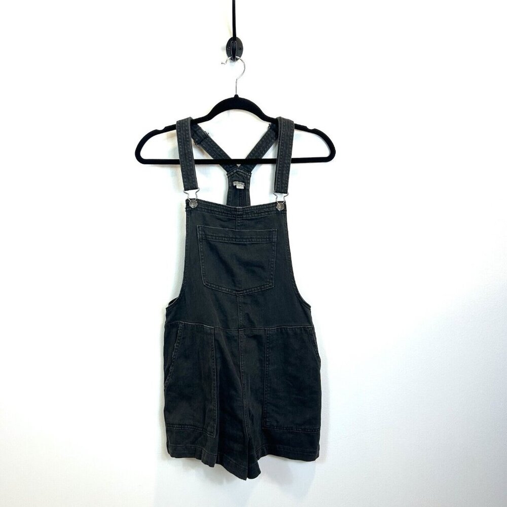 Aerie Black Denim Overall Shorts